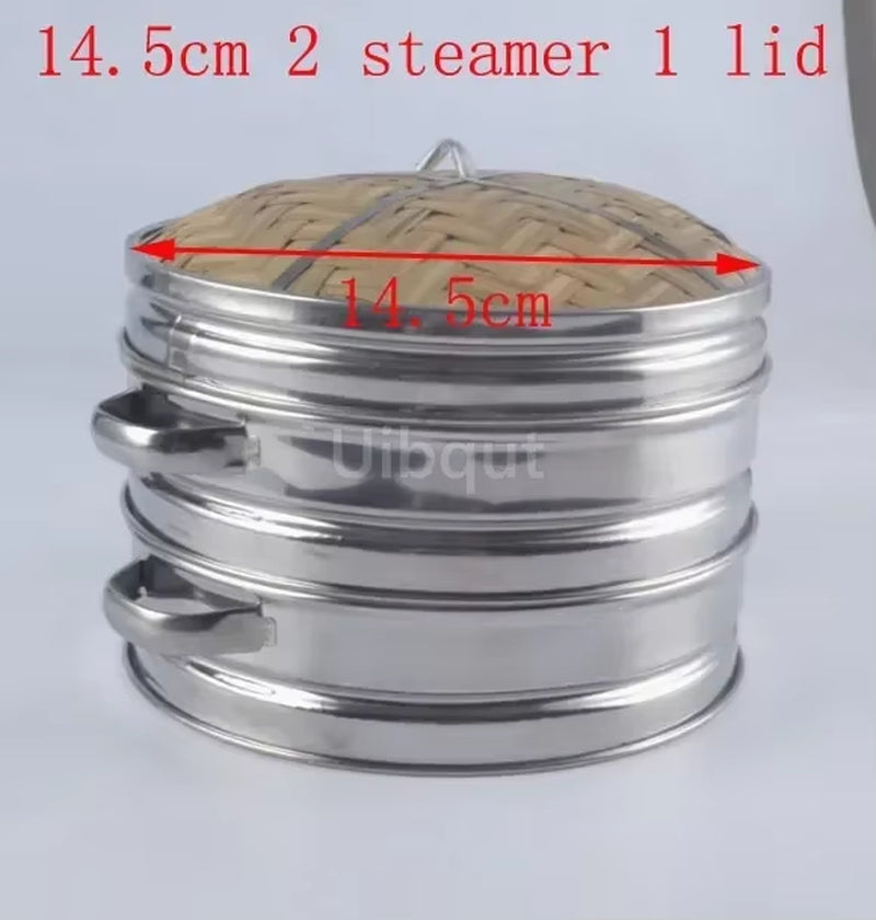 14 to 30Cm Stainless Steel Cookware Bamboo Steamer with Lid Chinese Kitchen Cookware for Cooking Fish Rise Pasta Vegetables Dim