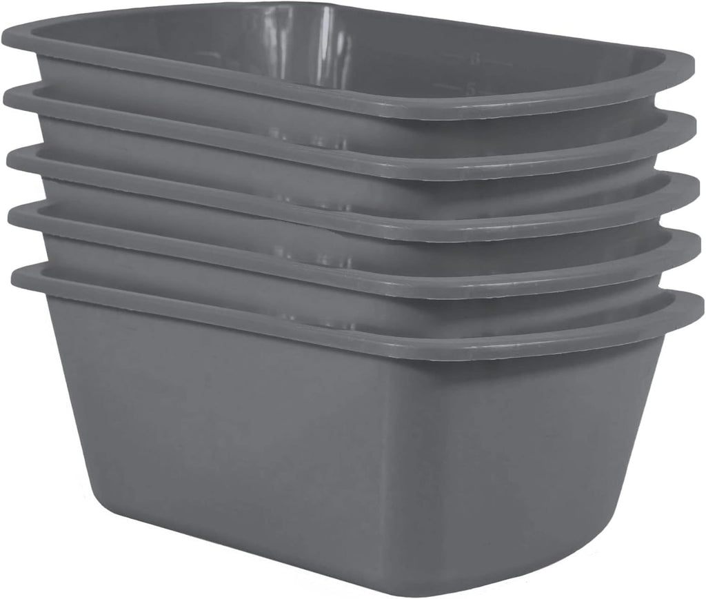 Wash Basins Rectangular Plastic Hospital Bedside Soaking Tub [5 Pack]