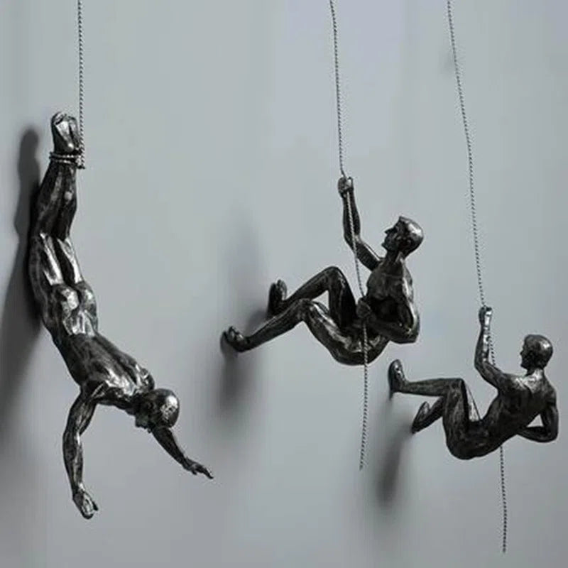 Resin Sculpture Left Hand Climbing Man Wall Sculpture Creative Hand-Finished Wall Art