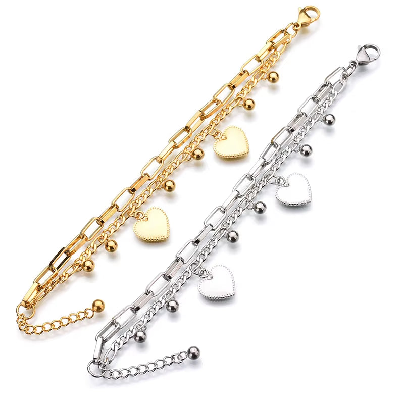 Nextvance Chain Link Heart Bracelets & Bangles Simple Bracelet Stainless Steel Jewelry for Women Drop Shipping