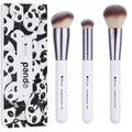 3Pcs Kabuki Makeup Brush Set, Foundation Contour Blush Concealer Brush, Travel Buffing Blending Brush for Liquid Cream Powder Face Makeup White