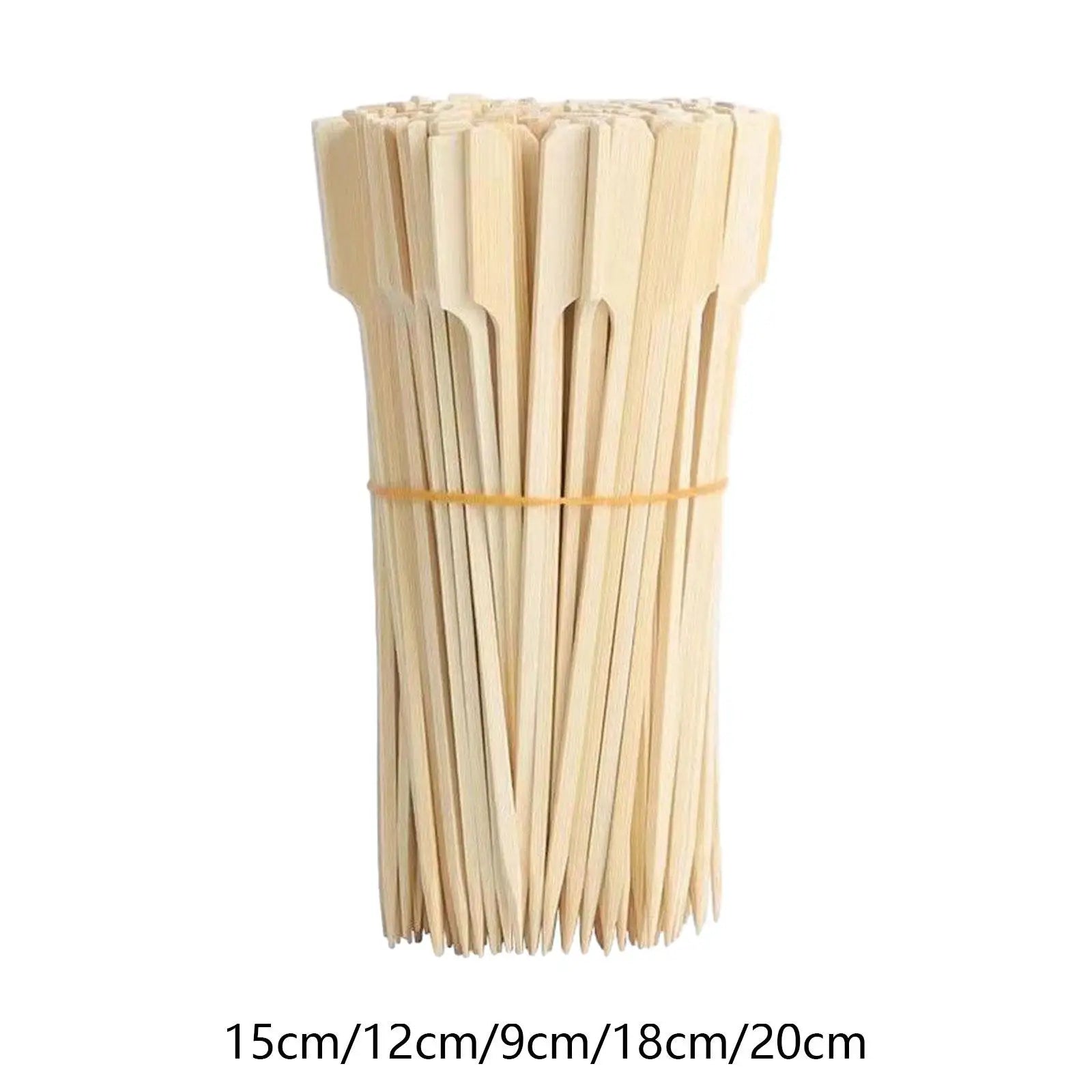100 Pieces Bamboo Skewers BBQ Utensil Portable Cookware Tools Bamboo Paddle Picks for Sandwich Campfire Vegetable Kitchen Party