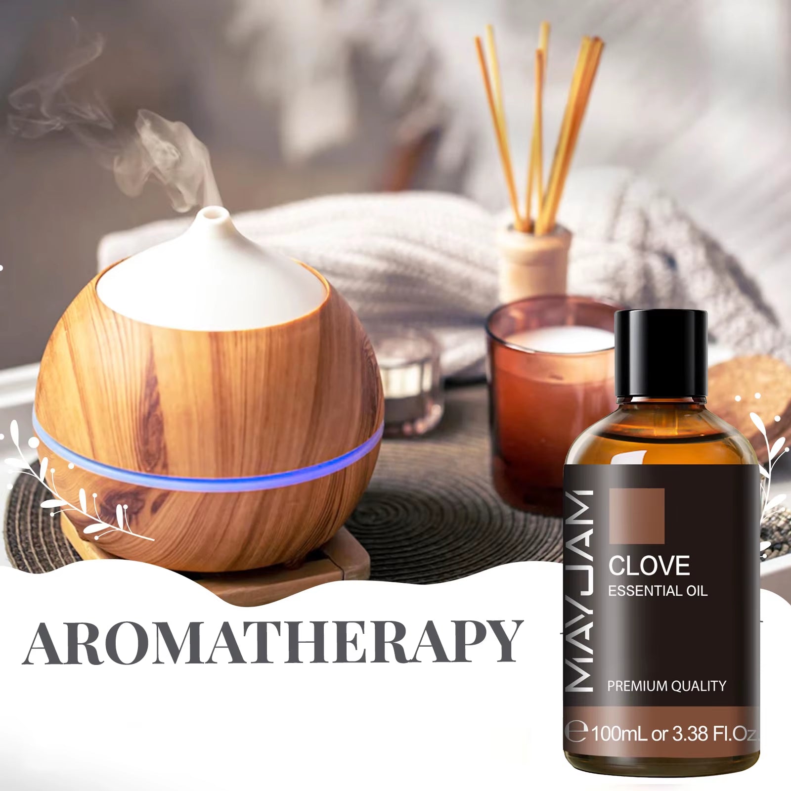 Aromatherapy Essential Oils May Chang Lavender Tea Tree Clove Bud Turmeric Pine Neddles 100Ml Pure Essential Oil