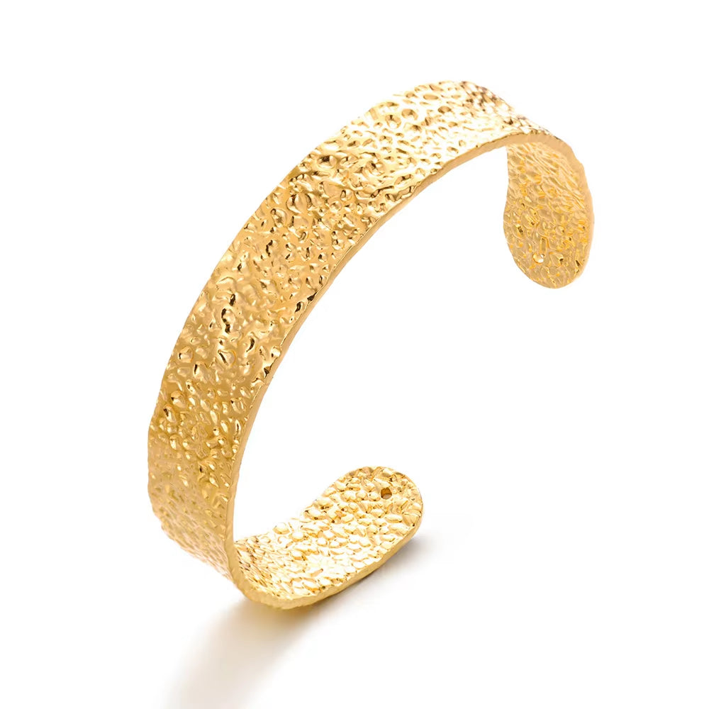 Flower Cuff Bracelet Bangle for Women Gold Color Flora Stainless Steel Bangles Casting Aesthetic Couple Wrist Jewelry Pulseras