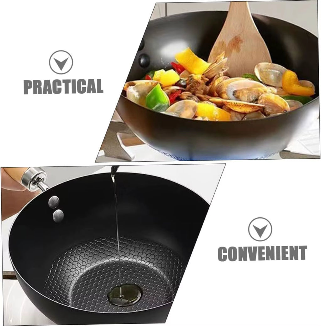 Uncoated Flat Bottom Wok Small Iron Wok for Stir-Fry Cooking Stove Induction Cookware Accessories Kitchen Supply