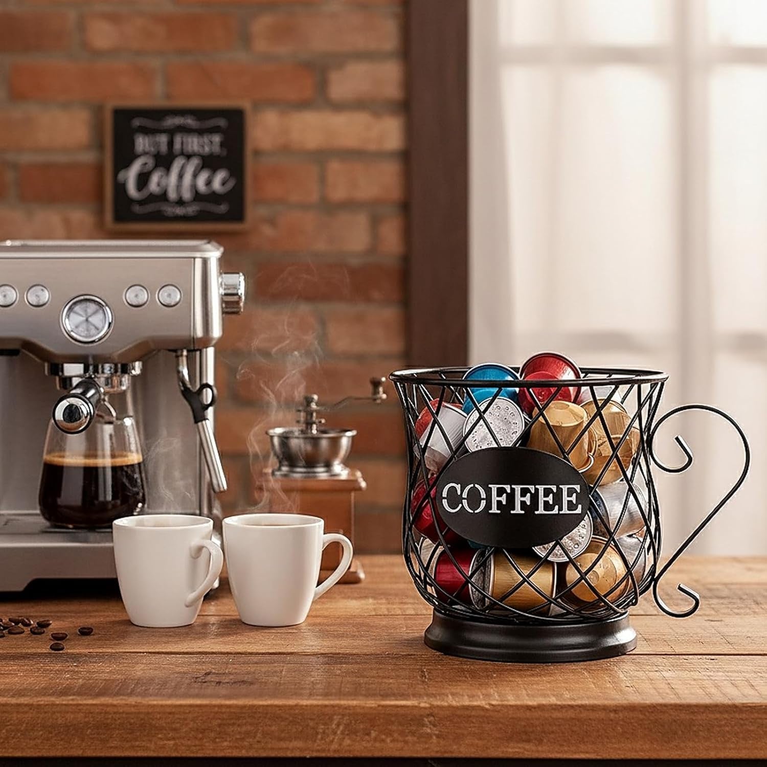 K Cup Holder Coffee Pod Holders for 35 Kcups Keurig Storage Organizer Coffee Bar Accessories for Counter - Matte Black