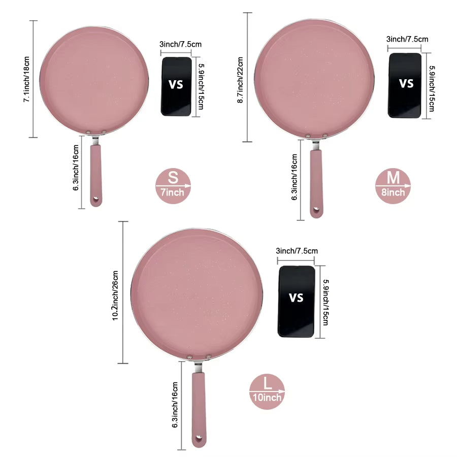 1Pcs Non-Stick Pink Frying Pan Omelet Pan Steak Egg Pancake Breakfast Maker Pans Creative Cookware Kitchen Gadgets Size S/M/L
