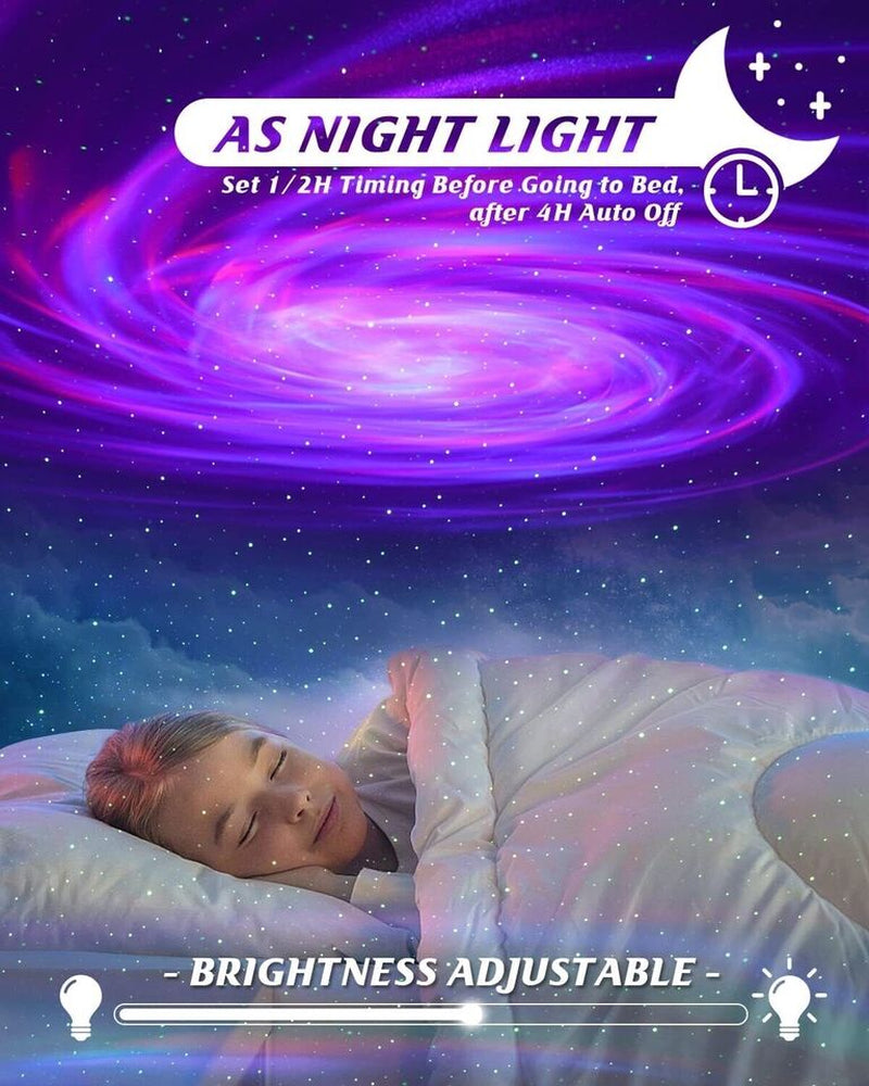 Star Projector with Bluetooth Speaker and Remote, Northern Lights Aurora Projector with Moon and Star