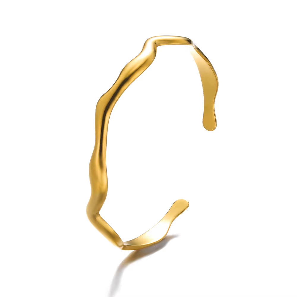 Flower Cuff Bracelet Bangle for Women Gold Color Flora Stainless Steel Bangles Casting Aesthetic Couple Wrist Jewelry Pulseras