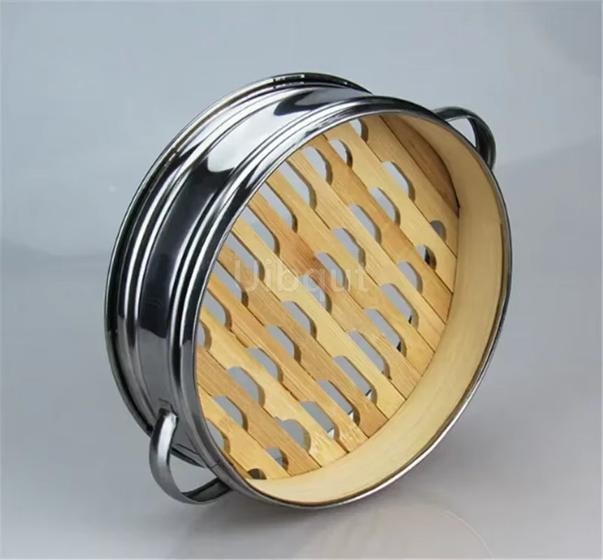 14 to 30Cm Stainless Steel Cookware Bamboo Steamer with Lid Chinese Kitchen Cookware for Cooking Fish Rise Pasta Vegetables Dim